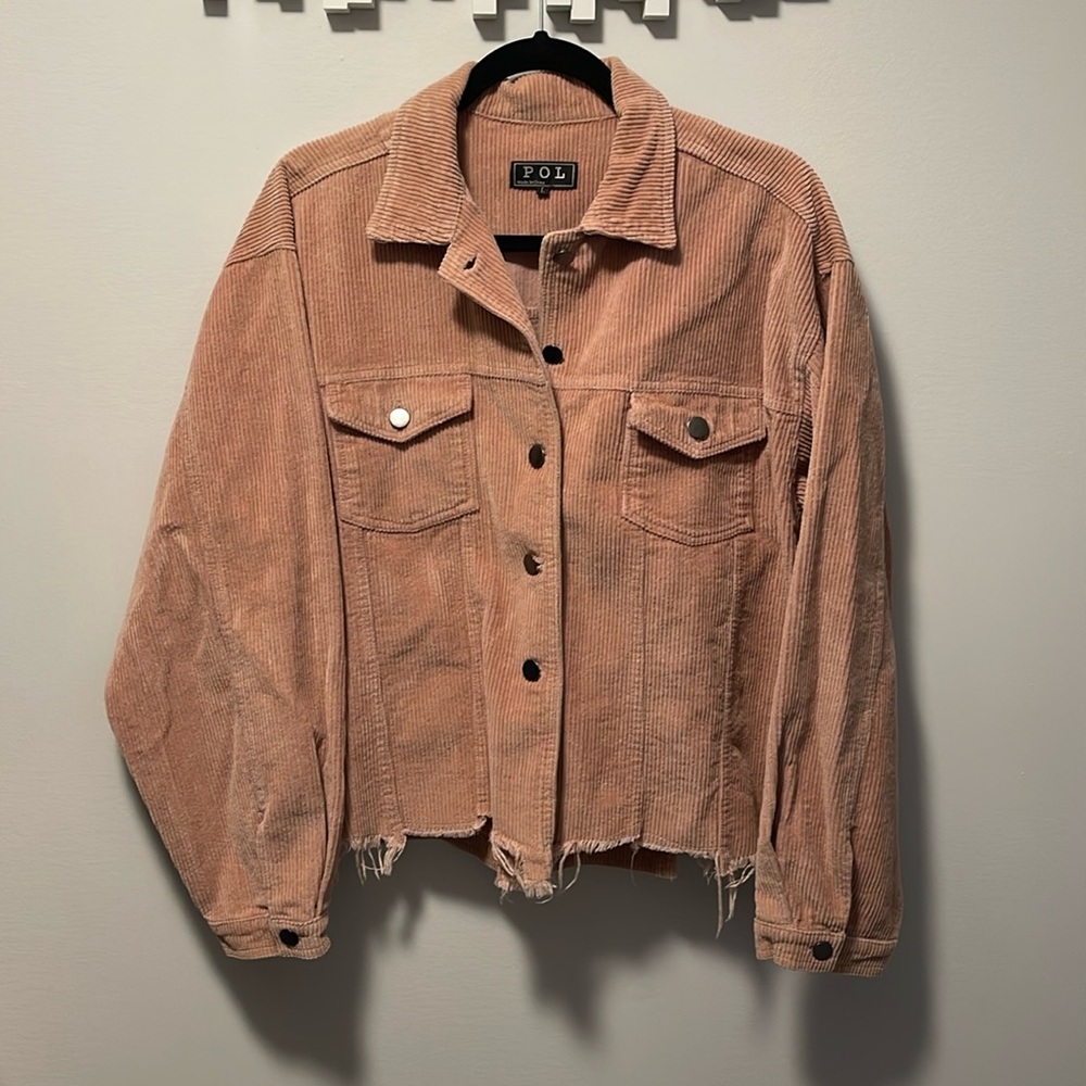 POL frayed corduroy shacket size large.